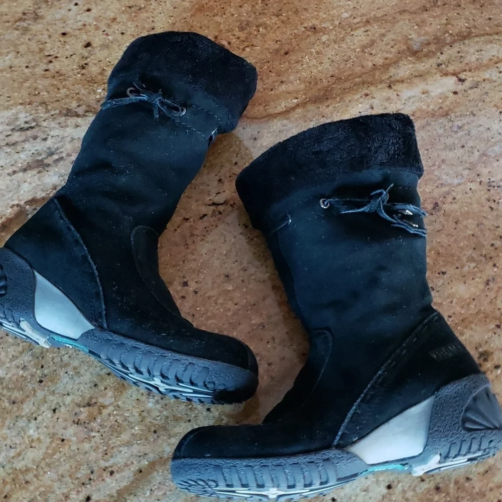 KHOMBU ALLANA SUEDE LEATHER WINTER BOOTS LINED SIDE ZIPPER SIZE 7M BLACK